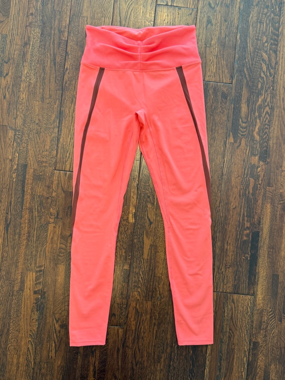 New Balance Bandier Coral High-Waist Workout Leggings with Contrast Stripe